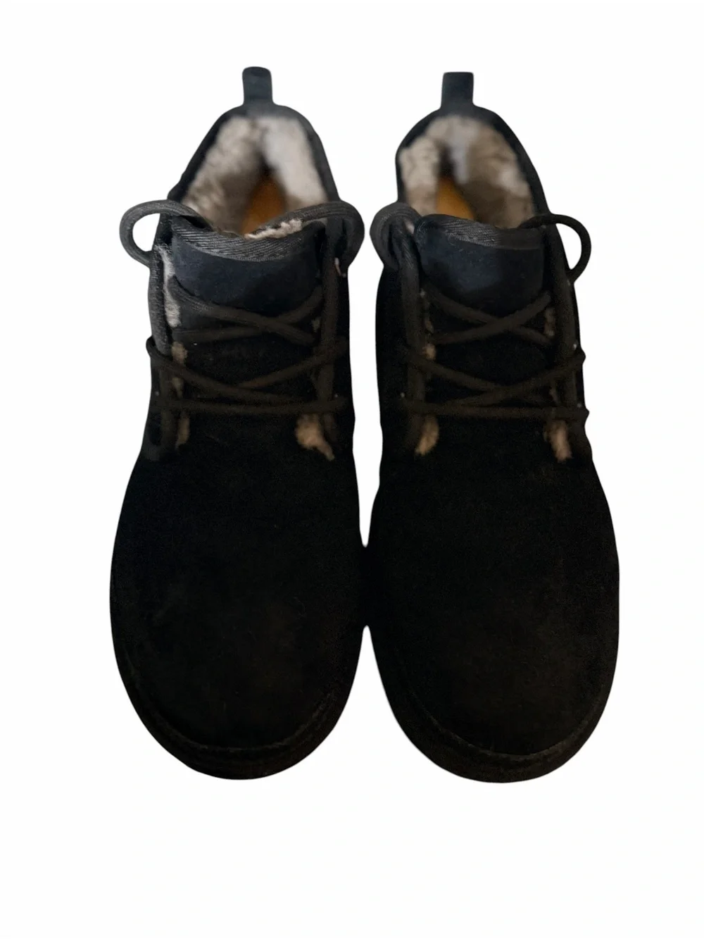 UGG Neumel 3236 Mens 10 Black Suede Shearling Lined Chukka Boots Lace Up